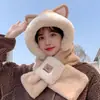 Gorro Cálido de Invierno para Ciclismo al Aire Libre para Hombre con Forro de Felpa, Cortavientos, Resistente al Frío, Engrosado, con Polaina para el Cuello Integrada, Gorro de Felpa con Capucha para Mujer