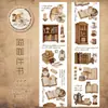 Cinta Yuxian Serie Café y Gato Ins Café y Gato Tema Diario Material DIY Pegatinas de Bucle Decorativas 4 Tipos