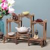 Suporte Pequeno de Mesa para Chá Madeira de Asa de Frango Pequeno Suporte Antigo Ornamentos Xícara de Chá Chinesa Conjunto de Chá Prateleira Armazenamento Suporte de Exposição para Bule de Chá