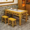 Juego de mesa y sillas para comida rápida de madera maciza estilo chino, mesa y sillas para tienda de fideos y snack bar, mesa de comedor antigua tallada, mesa y sillas para barbacoa y hot pot