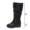 Botas de cano médio para mulheres, tamanho plus size, nova coleção primavera/outono, marrom, salto grosso, estilo retrô, cano alto, estilo americano, botas western, botas de equitação, para adultos