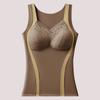 Cubierta de seda Copa fija Color en contraste Chaleco cálido para mujer Sexy Cuello en V Sujetador sin costuras Ajustado al cuerpo Chaleco cálido