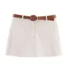 2025 Verano Nuevo Estilo Europeo y Americano Moda Femenina Pantalones Falda Rayados Casual Versátiles con Cinturón