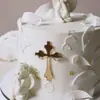 Adorno para pastel de cruz de paloma de la paz estilo ins transfronterizo para comunión, bautizo de bebé y decoración de fiesta