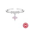 Anillo de Diamante de Alto Grado Estilo Japonés de Plata Esterlina S925 Diseño de Nicho Japonés y Coreano Corazón de Diamante Pétalos Dedo Índice Abierto