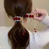 Orquídea lírio rabo de cavalo alto clipe artefato fixo grampo de cabelo feminino parte de trás da cabeça rosa franja bola cabeça grampo de cabelo