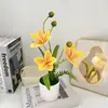 Maceta Redonda Transfronteriza Flor Artificial de Magnolia Adornos de Bonsái Balcón Sala de Estar Diseño Película de Tacto Natural Adornos de Maceta Artificial
