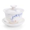 Taza de té cuenco Jingdezhen pintado a mano pastel porcelana blanca puro hecho a mano juego de té kung fu cuenco de té delgado tres cuenco grande
