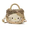 Bolso bandolera con lentejuelas de dibujos animados de gato lindo transfronterizo para mujer, bolso de mano de moda nicho con lazo elegante para niños
