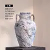 Jingdezhen Estilo Chino Nuevo Jarrón de Cerámica Rugosa Tarro de Cerámica Estilo Wabi-Sabi Decoración B&B Camuflaje Azul Adornos para Arreglos Florales