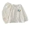 Pijama Infantil de Algodão com Desenho de Nuvens Fofas Primavera e Outono Manga Longa Calça Longa Pijama para Meninas Roupa de Casa Conjunto de Duas Peças