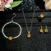 Cowhead Colgante de Collar con Zircón Dorado Corte Milenio Diamante Octogonal Brillante Anillo Abierto Pendientes Pulsera Juego de Cuatro Piezas