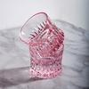 Vaso de Cristal de Whisky en Relieve Rosa Taza de Vino Doméstica Creativa Nueva Taza de Licor Especial de Cintura para Bar