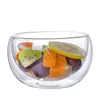 Tazón de Vidrio Estilo Japonés Vajilla Redonda Tazón para Fruta Yogur Verduras Hogar Vidrio de Doble Capa Tazón para Ensalada Vidrio Resistente al Calor