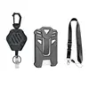 Lanyard de Mosquetón Negro Resistente en Stock Versión Vertical Set Portatarjetas Mecha Carrete para Insignia Cuerda Anti-Pérdida para Camping