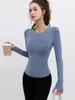 Popular Camiseta de Yoga Ajustada de Manga Larga, Secado Rápido Ajustada Ropa Deportiva para Correr, Entrenamiento y Fitness, Camiseta Deportiva de Pilates para Mujer