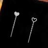 Pendientes de Hilo para Oreja de Plata Pura S999 con Forma de Corazón para Mujer, Nuevos Accesorios de Oreja Coreanos de Lujo Verano 2026