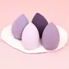 Set de 4 Borlas de Polvo Perlado en Caja, Esponja de Belleza, Borla para Cushion, Esponja de Maquillaje, Borla de Polvo Angulada en Forma de Gota de Agua