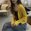 Cardigan de punto chic y rejuvenecedor para mujeres petite, primavera y otoño, estilo coreano chic, corte ajustado, favorecedor, estilo suave, top corto