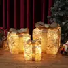 Decorações de Natal luminoso de três peças caixa de presente pilha cabeça shopping shopping hotel decoração cena da árvore de Natal