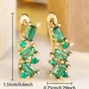 Pendientes Rectangulares de Zirconia Esmeralda Estilo Retro Lujo Ligero, Estilo de Gama Alta de Nicho con Exquisito Diseño Incrustado de Diamantes