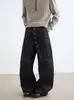 Jeans de Mezclilla Rectos Largos con Botones Curvos de Diseño Retro Americano Talla Plus para Hombres y Mujeres, Nuevos Pantalones Largos Curvos de Marca Tendencia Silhouette