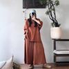 Estilo Artístico Novo Primavera 2025 Camiseta Lisa Gola Redonda Soltinha + Calça Reta Casual de Cintura Alta plus size para Mulheres