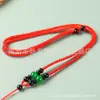 Cordón para colgante tejido a mano, cordón para colgar colgante de jade, collar ajustable rojo y negro de jadeíta y jade Hetian para hombres y mujeres