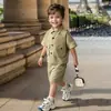 Conjunto de Ropa de Trabajo de Algodón de Verano para Niños 2026 Nuevo Estilo Ropa de Trabajo Transfronteriza para Bebé Conjunto de Dos Piezas Veraniego Moderno