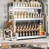 Nuevo Estante de Almacenamiento de Cocina de Acero Inoxidable para Encimera, Organizador Multifuncional para Aceite, Sal, Salsa, Vinagre, Frascos de Condimentos y Portacuchillos