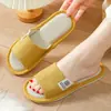 Pantuflas de Lino para Pareja Cuatro Estaciones para Mujer de Interior Antideslizantes Resistentes al Desgaste Transpirables en stock Zapatos Cosidos Pantuflas de Madera para Piso de Hombre y Mujer