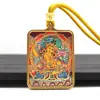 Acero de Titanio Pintado a Mano Oro Cinabrio Arena Mineral Thangka Ocho Santos Patronos Pasado y Presente Zorro Hada Thangka Collar Colgante