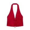 Z Estilo Europeu e Americano Transfronteiriço 2026 Nova Moda Feminina Top Cropped com Gola Halter 8741222 Saia Midi Plissada 8741223