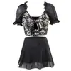 Traje de baño para Pareja de Luna de Miel 2022 Estilo Falda Dividida Aroma Pequeño Hotel Baño Termal Vacaciones Traje de Baño para Mujer Pantalones de Playa para Hombre