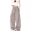 Pantalones Rectos a Cuadros Bloque de Color Retro Americano Otoño 2026 para Hombres y Mujeres, Holgados Casual Versátiles Caídos Relajados Largos