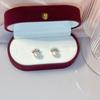 Pendientes sencillos y fáciles de montar de perlas naturales reales dulces y elegantes, pendientes de corona de circonita de lujo ligero de alta gama