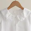 Camisas Blancas de Algodón Puro para Niñas de 4 a 12 Años, Camisas Básicas para Primavera y Otoño, Suministro de Ropa Infantil al por Mayor Mixto Transfronterizo