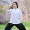 Ropa de Tai Chi para Mujer Estilo Nuevo, Uniforme de Práctica de Ejercicio de Tai Chi y Ocho Secciones, Camisa de Tai Chi de Manga Corta de Verano, Estilo Masculino, En Stock