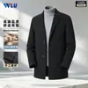Abrigo de Lana 100% para Hombre, Estilo Primavera y Otoño, Cuello de Solapa, Longitud Media, Casual de Negocios, Estilo Papá, Chaqueta de Lana Doble Cara