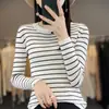 Suéter Pulôver Feminino Transfronteiriço Primavera 2026, Tricô Listrado Gola Redonda, Camisa Básica Slim Fit, Atacado e Dropshipping para Comércio Exterior