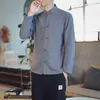 Nueva Camisa de Lino Estilo Chino Ropa para Hombre Estilo Chino Elemento Chino Talla Grande Abrigo Algodón y Lino Hebilla Túnica Dao Ropa Han