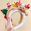 Diadema de Dibujos Animados Navideña para Niños 2025 Nuevo Estilo Diadema de Reno de Felpa para Niñas, Accesorio para el Cabello para Fotos y Lavado de Cara de Niñas Pequeñas