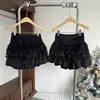 Saia Qiao Cake Branca Saia Puro Desejo Versátil Outono e Inverno Nova Cintura Alta Emagrecimento Costura de Renda Saia Evasê Bufante