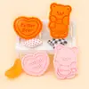 Forma de Biscoito Urso de Manteiga Inserção de Sobremesa Urso Biscoito Fondant Prensado à Mão Simulação 3D Ferramenta de Prensagem para Assar