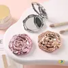 Espejo de Plástico, Espejo de Maquillaje Plegable, Espejo Portátil de Viaje, Espejo de Doble Cara abatible, Espejo Pequeño de Flor de Rosa, Espejo Mini Portátil