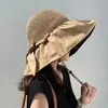 Chapéu de Proteção Solar para Mulheres, Proteção UV, Aba Larga, Cobertura Facial, Guarda-Sol, Vinil, Dobrável, Chapéu de Sol de Pescador para Exterior, Estilo Coreano