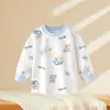 Ropa interior para bebé algodón puro capa base infantil top para bebé prenda de una pieza uso primavera y otoño camiseta de manga larga para niñas pijama para niños