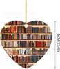 23 Novas Decorações de Natal Amantes de Livros Coração Decorações de Bibliotecário Penduricalhos para Carro Decorações para Casa