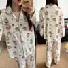 Pijama Shin-chan Feminino Outono Inverno Novo Manga Longa Desenho Animado Fofo Roupa de Casa Feminina Cardigan Estilo Japonês Conjunto Fino