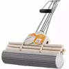 Mopa absorbente de 38 cm, tamaño grande, mango de acero inoxidable, uso doméstico, mopa de esponja autoescurrible, no necesita lavarse a mano